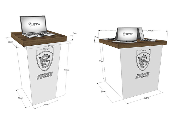 MSI PLV meubles Ordinateurs portables simulations 3d msi meubles